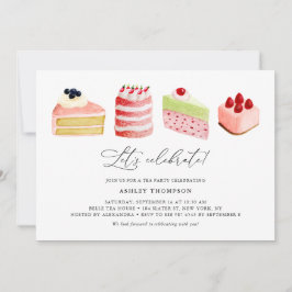 Invitación Watercolor Sweet Cakes Tea Fiesta Brunch