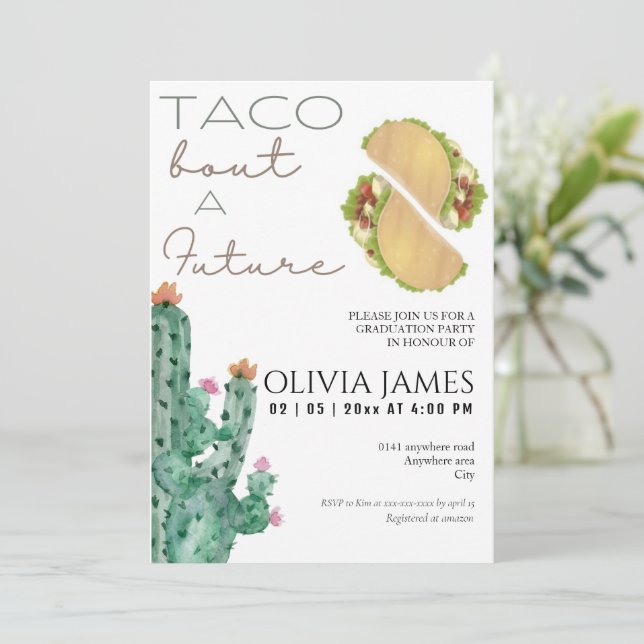 Invitación Watercolor taco sobre una futura graduación (Anverso de pie)