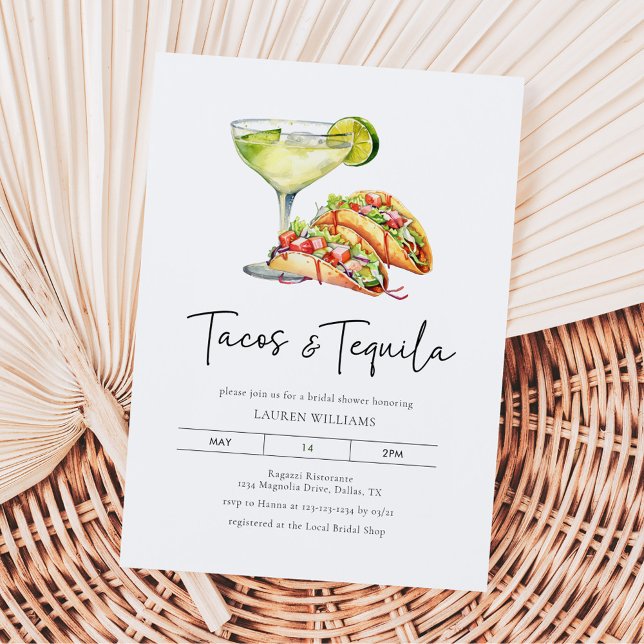 Invitación Watercolor Tacos & Tequila Bridal Shower (Subido por el creador)