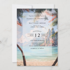 Invitación Watercolor Tailandia Tropical Beach Wedding