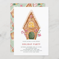 Watercolor Tall Ginglebread House Holiday Party
