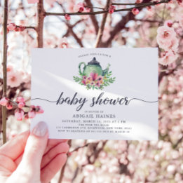 Invitación Watercolor Teapot Baby Shower