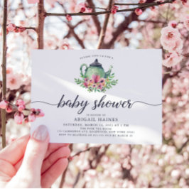 Invitación Watercolor Teapot Baby Shower