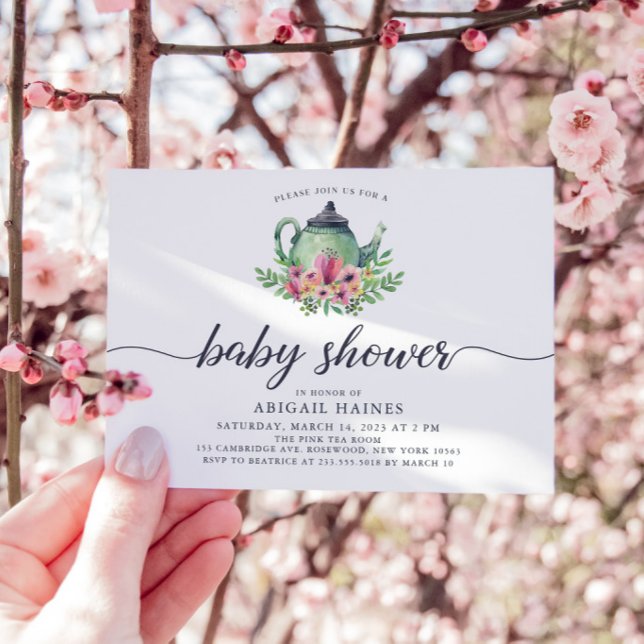 Invitación Watercolor Teapot Baby Shower (Subido por el creador)