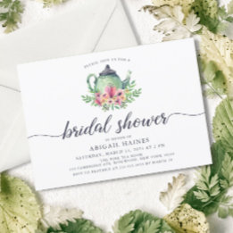 Invitación Watercolor Teapot Bridal Shower