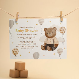 Invitación Watercolor Teddy Bear Baby Shower