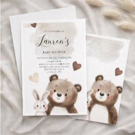 Invitación Watercolor Teddy Bear Baby Shower Invitation