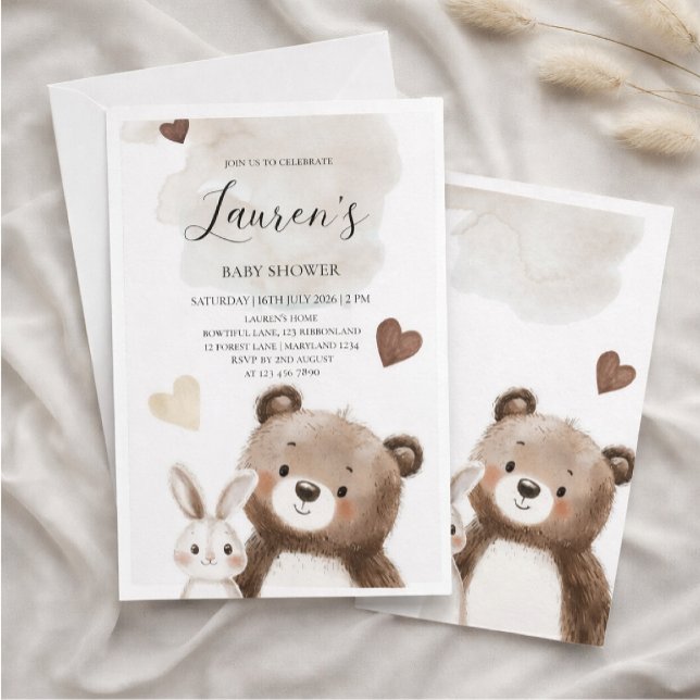 Invitación Watercolor Teddy Bear Baby Shower Invitation  (Subido por el creador)