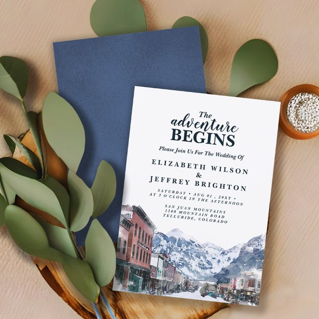 Invitación Watercolor Telluride Boda de Colorado (Subido por el creador)