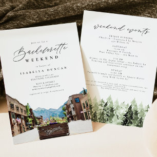 Invitación Watercolor Telluride Colorado Skyline Mountain