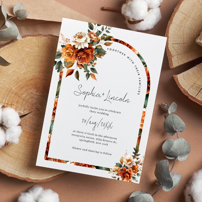 Invitación Watercolor Terracotta Floral Boho Arch Boda (Subido por el creador)
