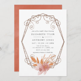 Invitación Watercolor Terraza Geométrica Ducha Parejas De Par