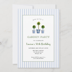 Invitación Watercolor Topiaries Garden Fiesta de Cumpleaños