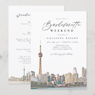 Invitación Watercolor Toronto Bachelorette Itinerario y