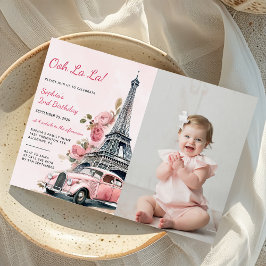 Invitación Watercolor Torre Eiffel París Foto de cumpleaños n