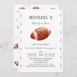 Invitación Watercolor touchdowns american football baby showe