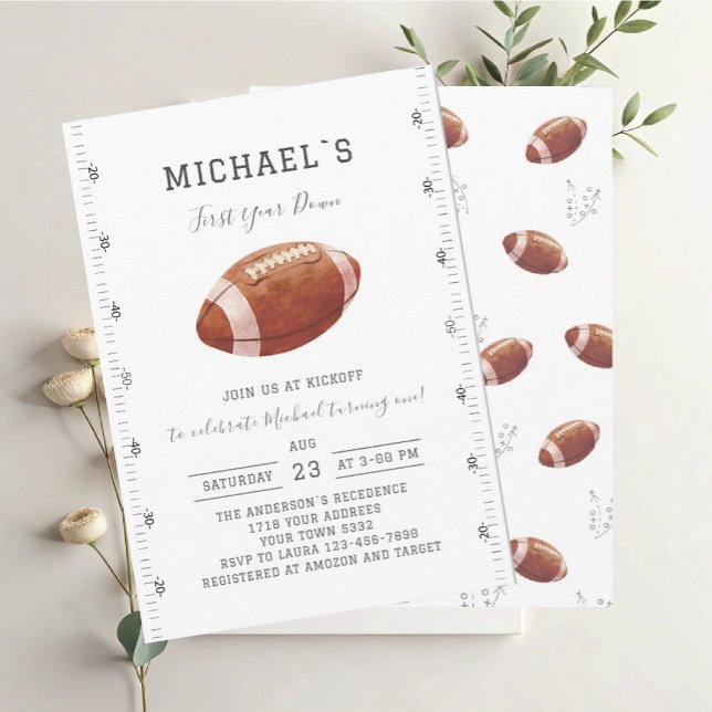 Invitación Watercolor touchdowns american football baby showe (Subido por el creador)