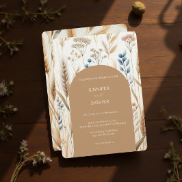 Invitación Watercolor Trigo Elegante Boda de Caída Rústica