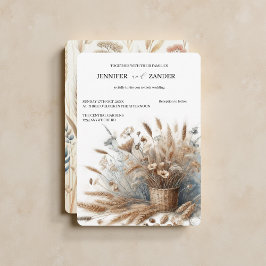 Invitación Watercolor Trigo Elegante Boda de Caída Rústica