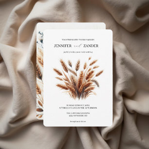 Invitación Watercolor Trigo Elegante Boda de Caída Rústica