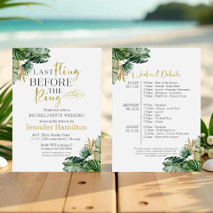 Invitación Watercolor Tropical Bachelorette Weekend Itinerari