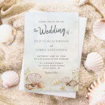 Watercolor Tropical Beach Seashelal Boda