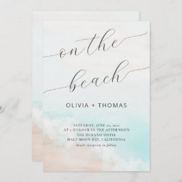 Invitación Watercolor Tropical Beach Wave Calligraphy Boda