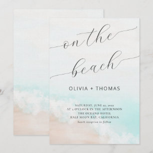 Invitación Watercolor Tropical Beach Wave Calligraphy Boda