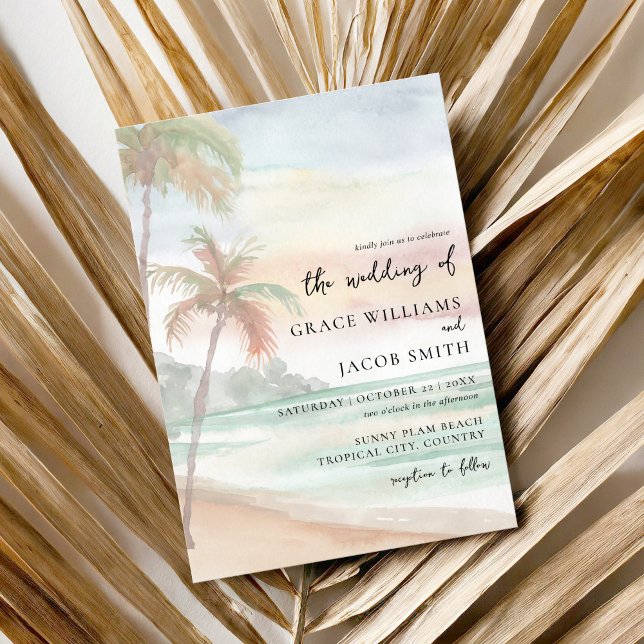 Invitación Watercolor Tropical Beach Wedding (Subido por el creador)