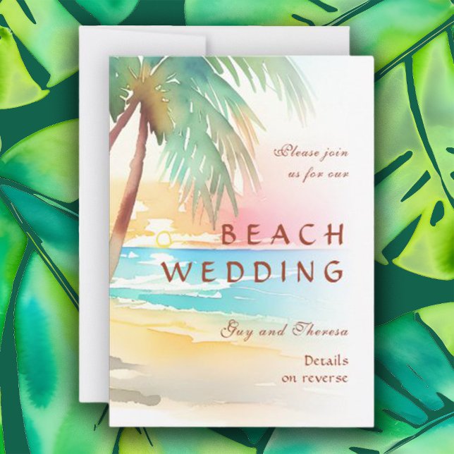 Invitación Watercolor Tropical Beach Wedding (Subido por el creador)