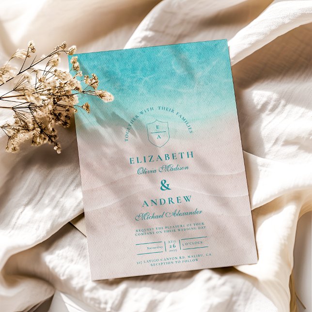 Invitación Watercolor Tropical Beach Wedding (Subido por el creador)