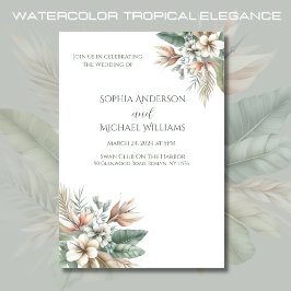 Invitación Watercolor Tropical Elegance-Boda