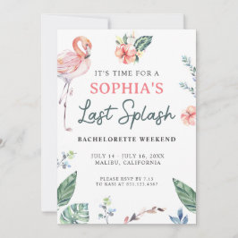 Invitación Watercolor Tropical Flamingo Bachelorette