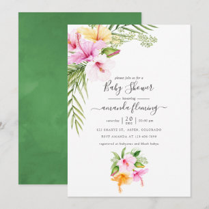 Invitación Watercolor Tropical Floral Baby Shower