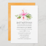 Invitación Watercolor Tropical Floral Bat Mitzvah<br><div class="desc">Invitación de mitzvah de murciélago acuático con hibiscos rosa y naranja diseñados para ser rápida y fácilmente adaptados a sus necesidades específicas.</div>