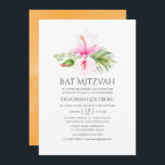 Invitación Watercolor Tropical Floral Bat Mitzvah<br><div class="desc">Invitación de mitzvah de murciélago acuático con hibiscos rosa y naranja diseñados para ser rápida y fácilmente adaptados a sus necesidades específicas.</div>