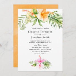 Invitación Watercolor Tropical Floral Beach Wedding