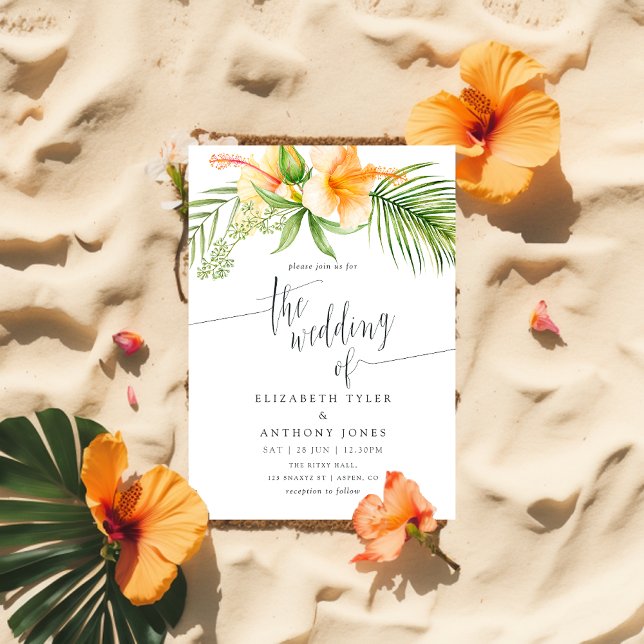 Invitación Watercolor Tropical Floral Beach Wedding (Subido por el creador)
