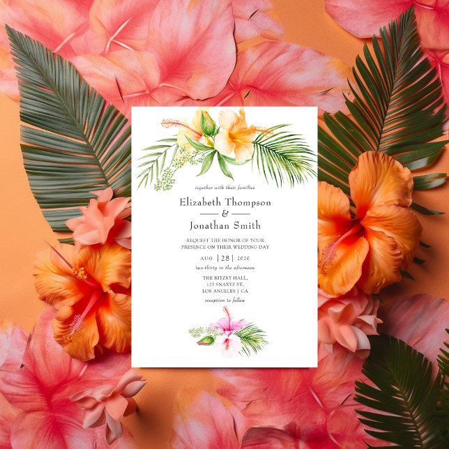 Invitación Watercolor Tropical Floral Beach Wedding (Subido por el creador)
