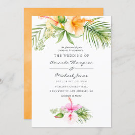 Invitación Watercolor Tropical Floral Beach Wedding