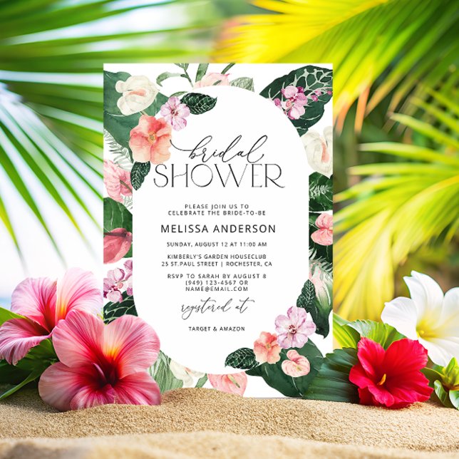 Invitación Watercolor Tropical Floral Bridal Shower (Subido por el creador)