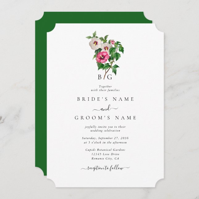 Invitación Watercolor Tropical Hibiscus Summer Boda (Anverso / Reverso)