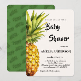 Invitación Watercolor Tropical Pineapple Baby Shower