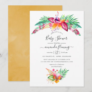 Invitación Watercolor Tropical Summer Beach Baby Shower