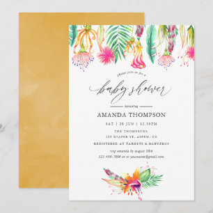 Invitación Watercolor Tropical Summer Beach Baby Shower