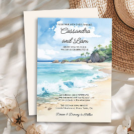 Invitación Watercolor Tropical Summer Beach Wedding