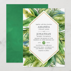 Invitación Watercolor Tropical Summer Beach Wedding