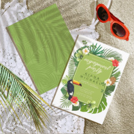 Invitación Watercolor Tropical Toucan Engagement Green ID577