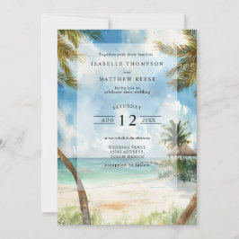 Invitación Watercolor Tulum Tropical Beach Wedding