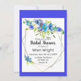 Invitación Watercolor Turquoise Azul Púrpura Floral